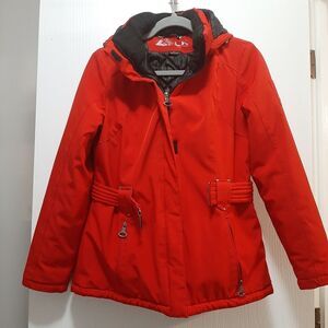 Zxblk Red Winter Padded Zip Up Hoodie Coat Small